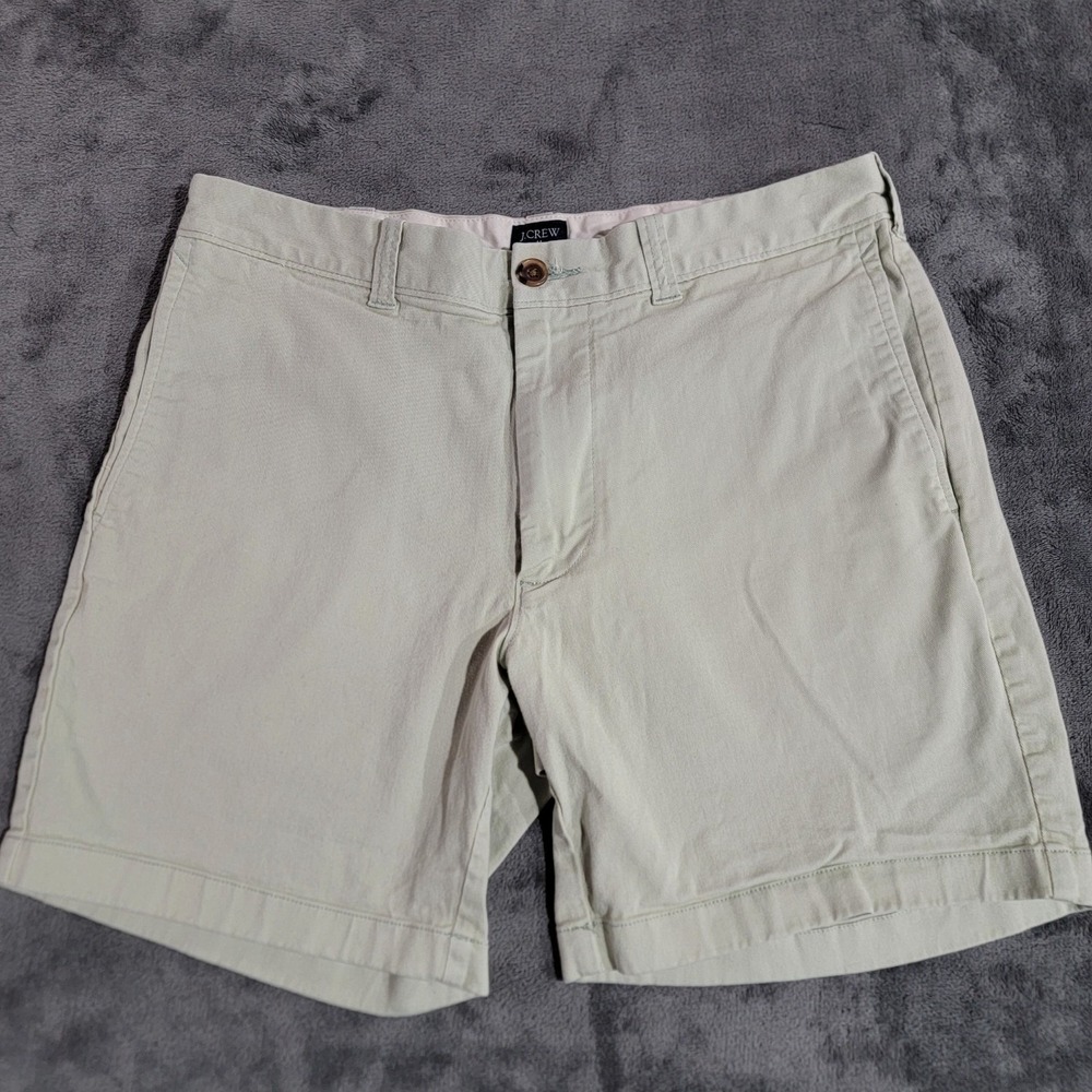J.Crew Chino Shorts Men 32 Light Green Flex Stretch 7" Inseam Preppy Casual
